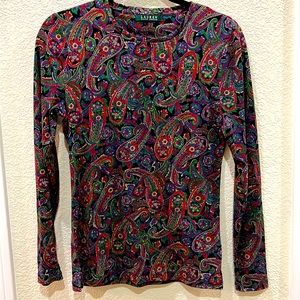 Lauren Ralph Lauren Dark Fall Paisley Long Sleeve Shirt